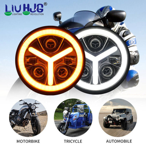 OEM ODM 34W 7 inch Round LED Headlights with Hi/Lo Beam Angel Eye DRL