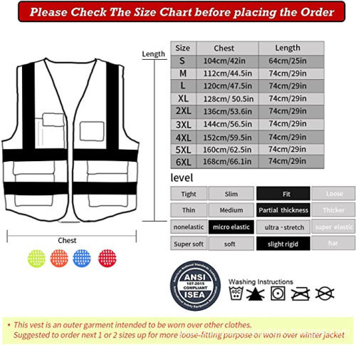High Visibility Reflective Vest with Pockets and Zipper - ANSI/ISEA Compliant