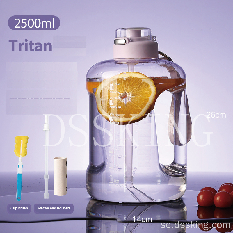 BPA-fria överflaskor i superstorlek Plastisk tritan eller PC-flasksport med bandstrå