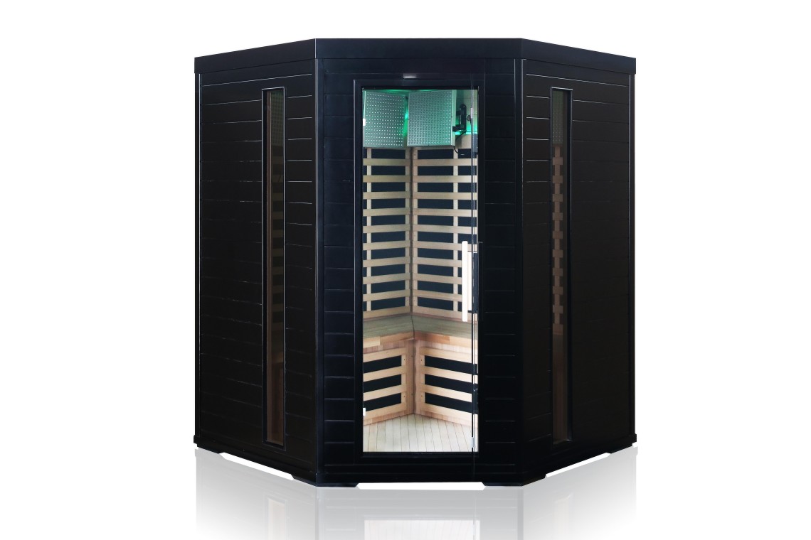 Black Solid Wood Four Person Infrared Sauna Room