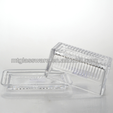 crystal high white home used butter dish