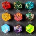 Unpainted Shimmery Sharp Edge DND Dice Set with Golden foil, Handmade 7 Piece Razor Edged Polyhedral RPG Dice Set