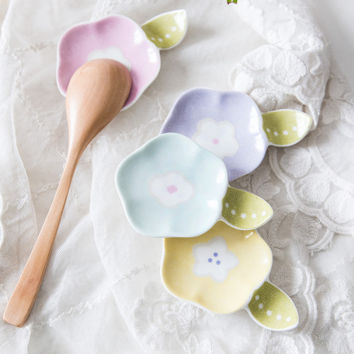 Flores de porcelana vajilla única en forma de palillos de cerámica resto