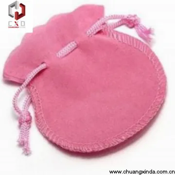 Pink Velvet Jewelry Drawstring Bags Handmade With Small Add Logo