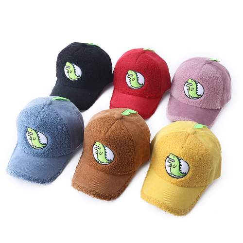 Gorra de béisbol de dinosaurio de dibujos animados de pana para niños