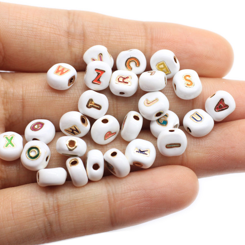 100pcs Zinc Alloy Letter Beads Double Face Flat Round Enamel Charms for DIY Pendants Bracelet Jewelry Making Accessories