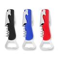 Stainless steel bottle opener plastic handle and corkscrew