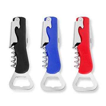 Stainless steel bottle opener plastic handle and corkscrew