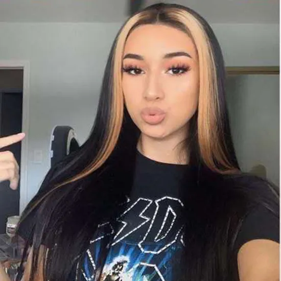 New Arrival wholesale price piano color  Synthetic Hair Wigs With Highlights Pre-Plucked Big Factory Stock