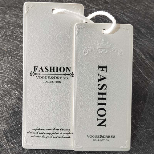 Clothing paper hang relief embossing tag with string