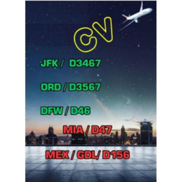Updated flight and rate for CV airline ( JFK/ORD/DFW/MIA/MEX/GDL ) airport