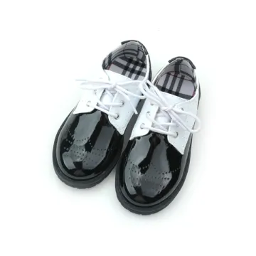 Quanlity Leather Black and White Kids Casual Shoes
