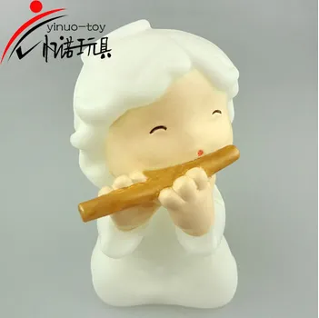 Eco-friendly PVC Material White Angel with a Flute LED Toy