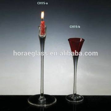Hot wholesale crackle tall glass candleholder with clear trumpet stem