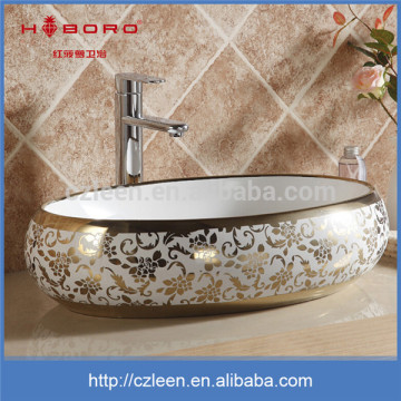 Factory directly provide fashion designer ceramic gold patterned ceramic sink