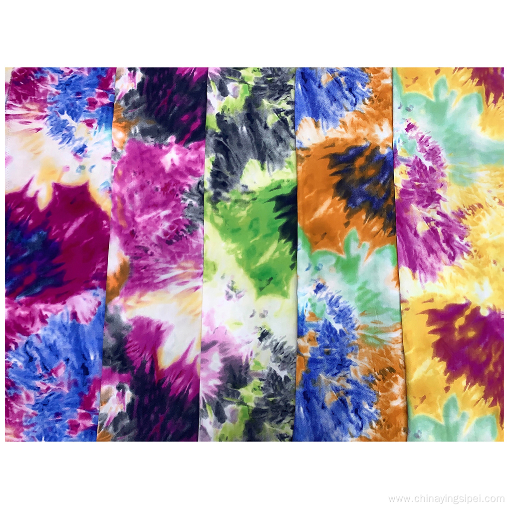 Latest Stocklot Soft Colorful Viscose Printed Tie-Dyed Poplin Fabric