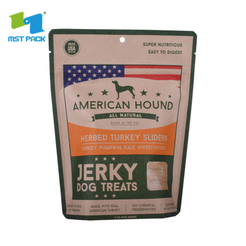 Eco friendly zip lock paper pet food bags with custom logo