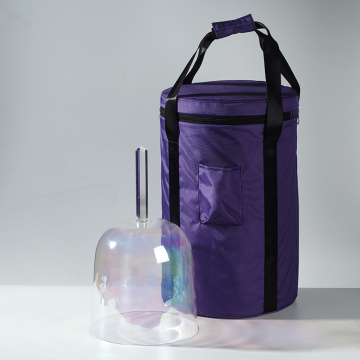 Pango de manejo de vibraciones de cristal transparentes cantando tazones con bolsas para curación de sonido y meditación de sonido