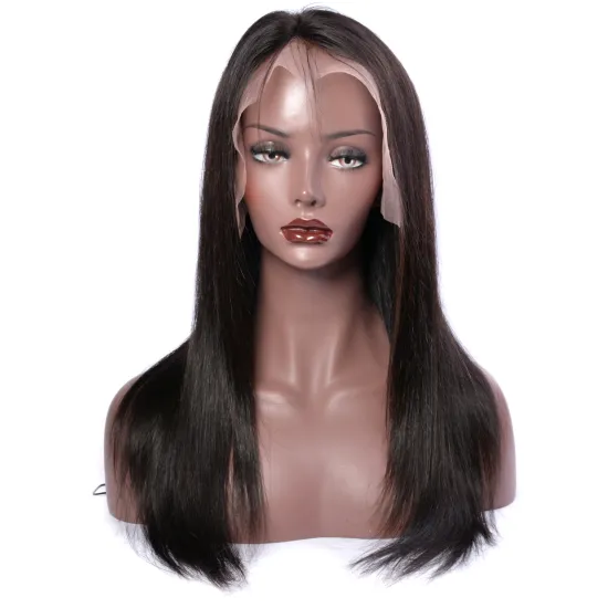 180% Density Straight Wave Full Lace Wigs Virgin Hair with Swiss Lace