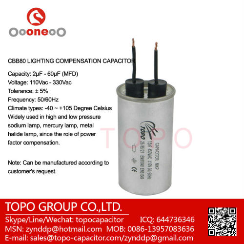 Fluorescent Light Capacitor Cbb80, High Quality Fluorescent Light