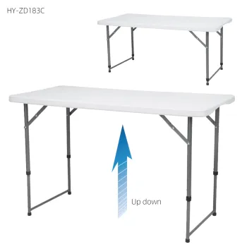 2019 New Design Adjustable White Plastic Folding Table for Camping