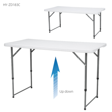 2019 New Design Adjustable White Plastic Folding Table for Camping
