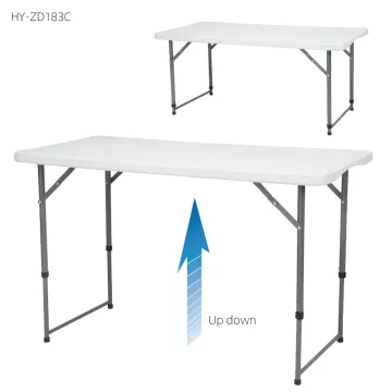 2019 New Design Adjustable White Plastic Folding Table for Camping