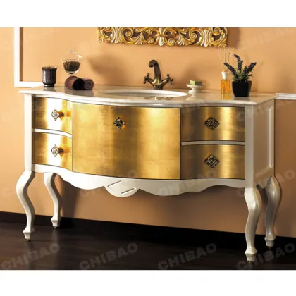 Fashion Style Wooden Frame Marble Countertop Bathroom Cabinet Combination