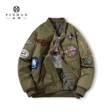 Jaket Bomber Bordir Musim Gugur Pria Mishka - Mantel Longgar Cotton Varsity