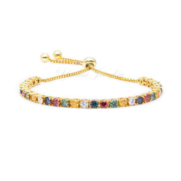 925 Silver Gold Plated Tennis Bracelets with Moissanite and Adjustable Chain for Women: Stylish Fashion Jewelry