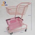 Supermarket pink metal 2 tier shopping Basket Trolley