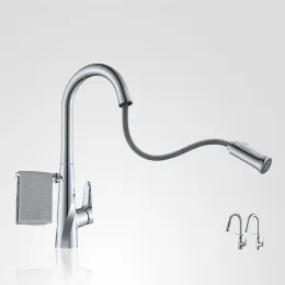 Multifunction Brushed Nickel Pull Out Kitchen Faucet