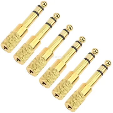Guldpläterad 6,5 mm hane till 3,5 mm kvinnlig stereo -hörlurar Audio Adapter