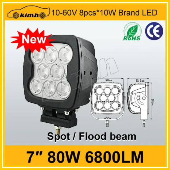 High power flood beam 7" 6800LM 80w Brand led work light