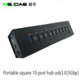 10 Port USB Hub3.0 5GbPs-ni qo&#39;llab-quvvatlash