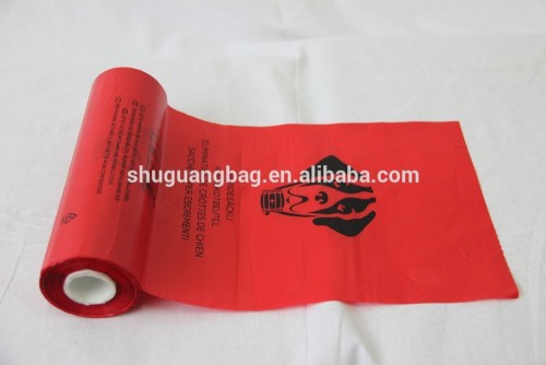 Dog poop bag on roll with printing