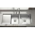 Drainboard Kitchen Sink Stainless Steel Double Bowl