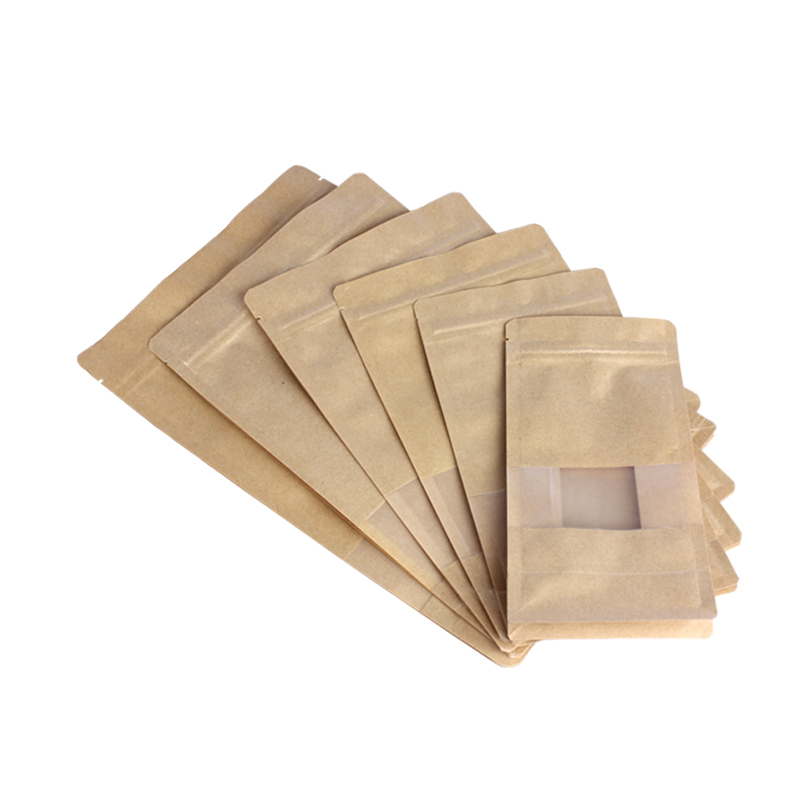 Flat Bottom Ziplock Bags Kraft Paper