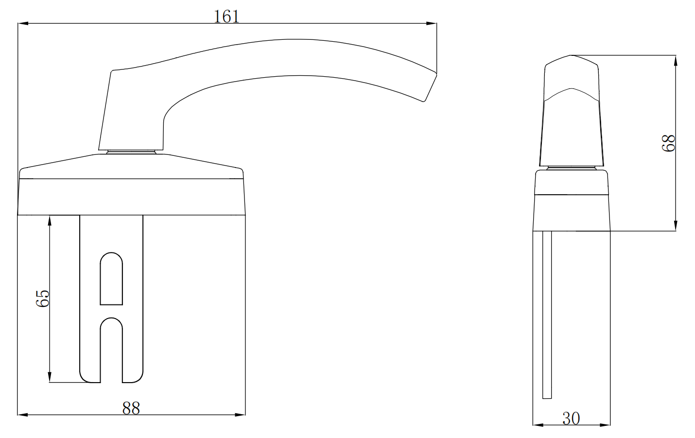 Вид применения оконной ручки из алюминиевого створа BC322
