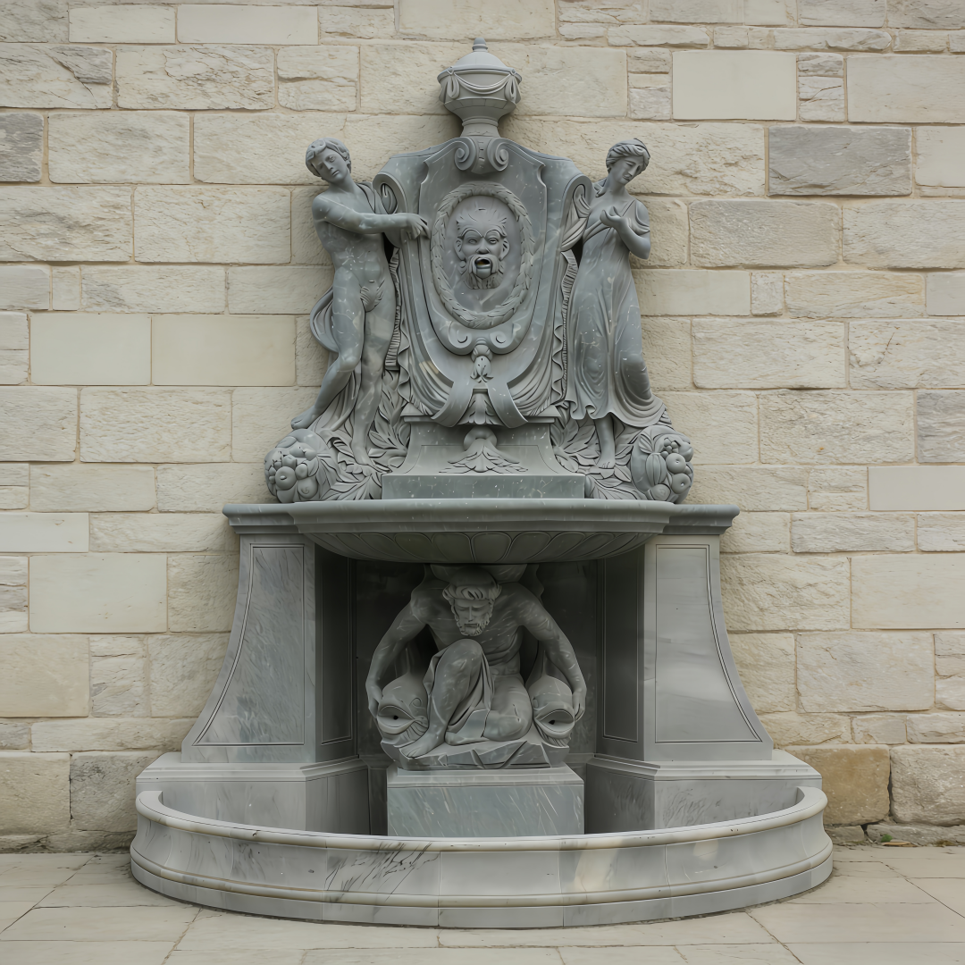 Large Circular Stone Fountain Basin