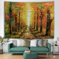 Oil Painting Tree Tapestry Yellow Leaves Wall Hanging Autunm Tapestry for Livingroom Bedroom Home Dorm Decor