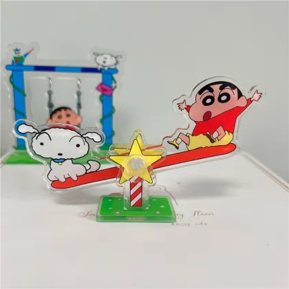 Customizable Wholesale Display Stands: Acrylic Clear Desk Decor, Photo Printed Cartoon Anime Characters (Crayon Shin-chan) Swing Stands