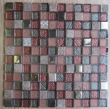 Beautiful bronze mixed glass mosaic square tiles