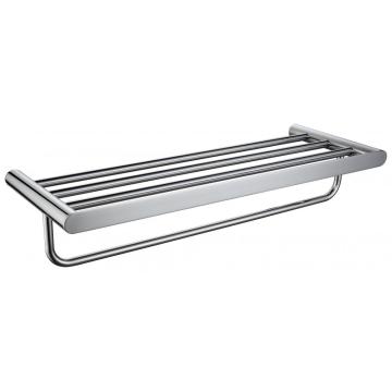 Étagère de serviette en laiton de salle de bain avec barre de serviette chrome