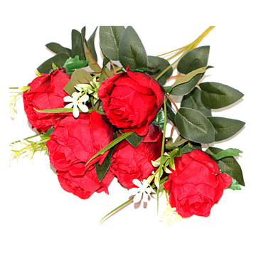 Linwoo DYZYC-031 Champagne Rose Begonia Mix Artificial Silk Flower Bouquet