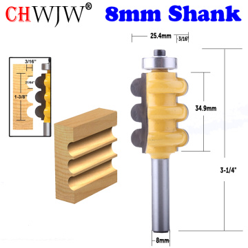 1pc 8mm Shank Triple Flute Molding Router Bit Line knife Woodworking cutter Tenon Cutter for Woodworking Tools