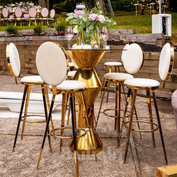 Gold Edelstahl Bar Tisch für moderne Gewerbepartys im Freien