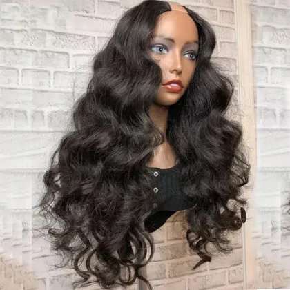 body wave u part human hair wig, easy to wear glueless u part wig