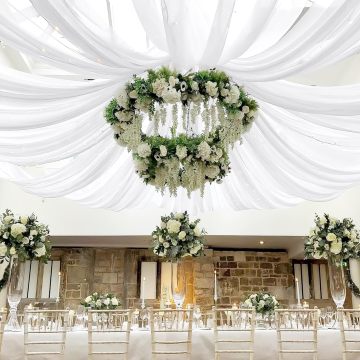 5ftx20ft Fabrik Drape Chiffon White: Ideal untuk Parti, Peringkat, Langsir Gereja, Latar Belakang, Perkahwinan, dan Hiasan Siling