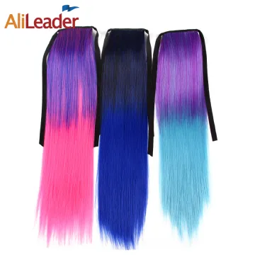 AliLeader Hot Sale Wholesale 20" Silky Straight Ponytail Hair Piece Ombre Color Clip In Hair Ponytail Hair Extension For Women